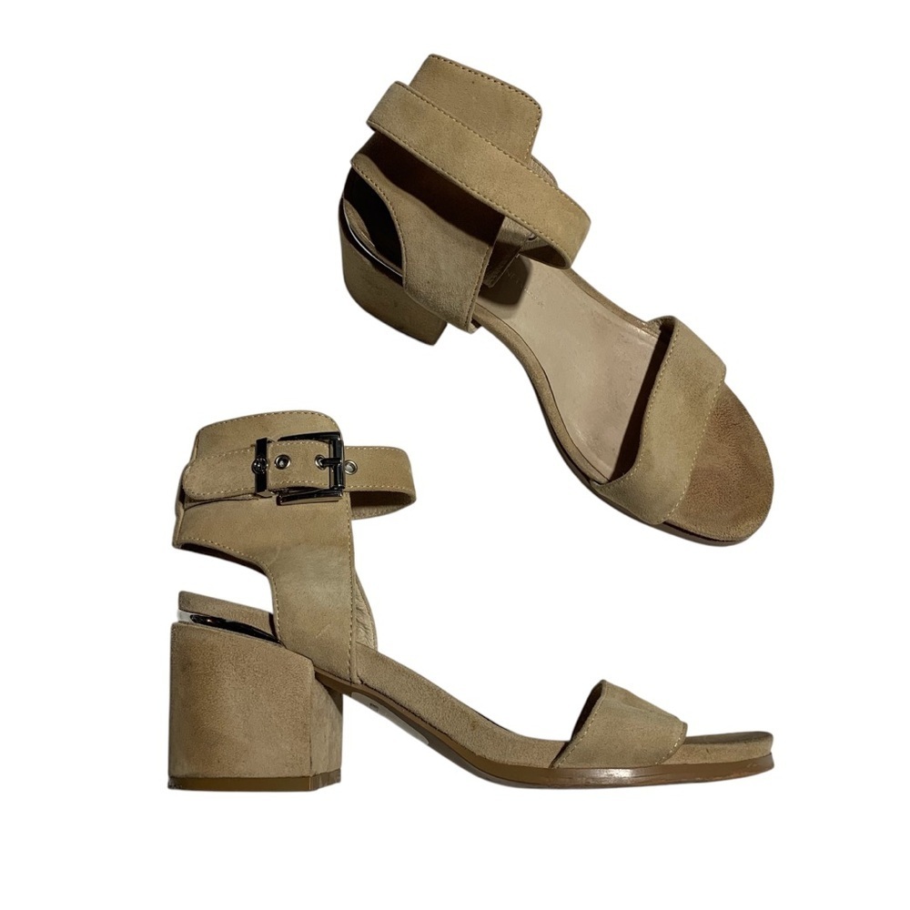 Tan Suede Block Heel Sandals‎